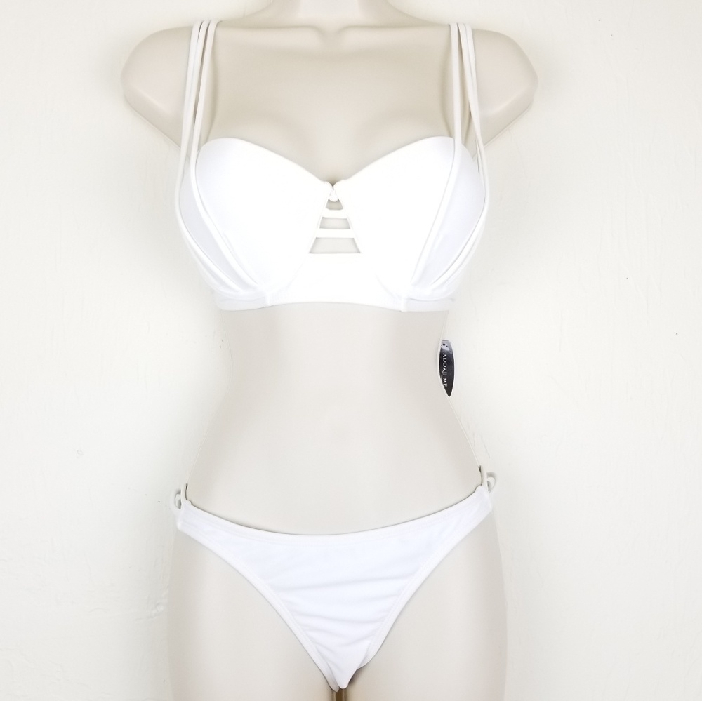 Adore Me Bikini White Gold Sz M Top S Bottom